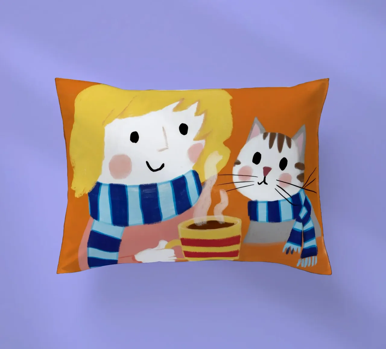 Cat Coffee Cozy Kissen von Lumie Layers