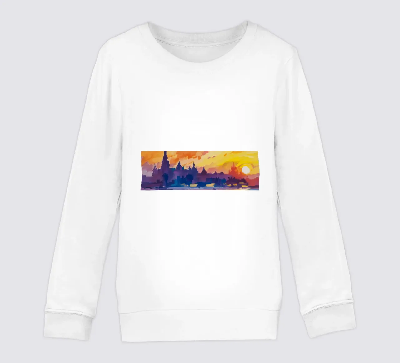 Zonsondergang Stadssilhouet kinder sweatshirt van Lush Essence