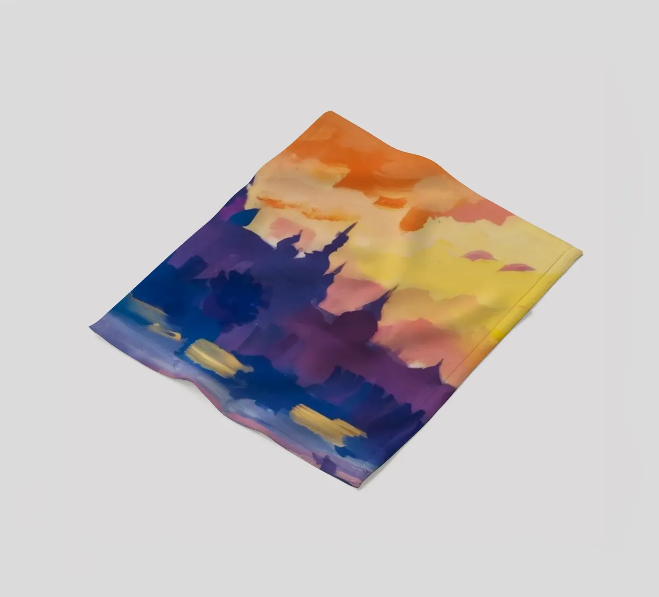 Zonsondergang Stadssilhouet fleecedeken van Lush Essence
