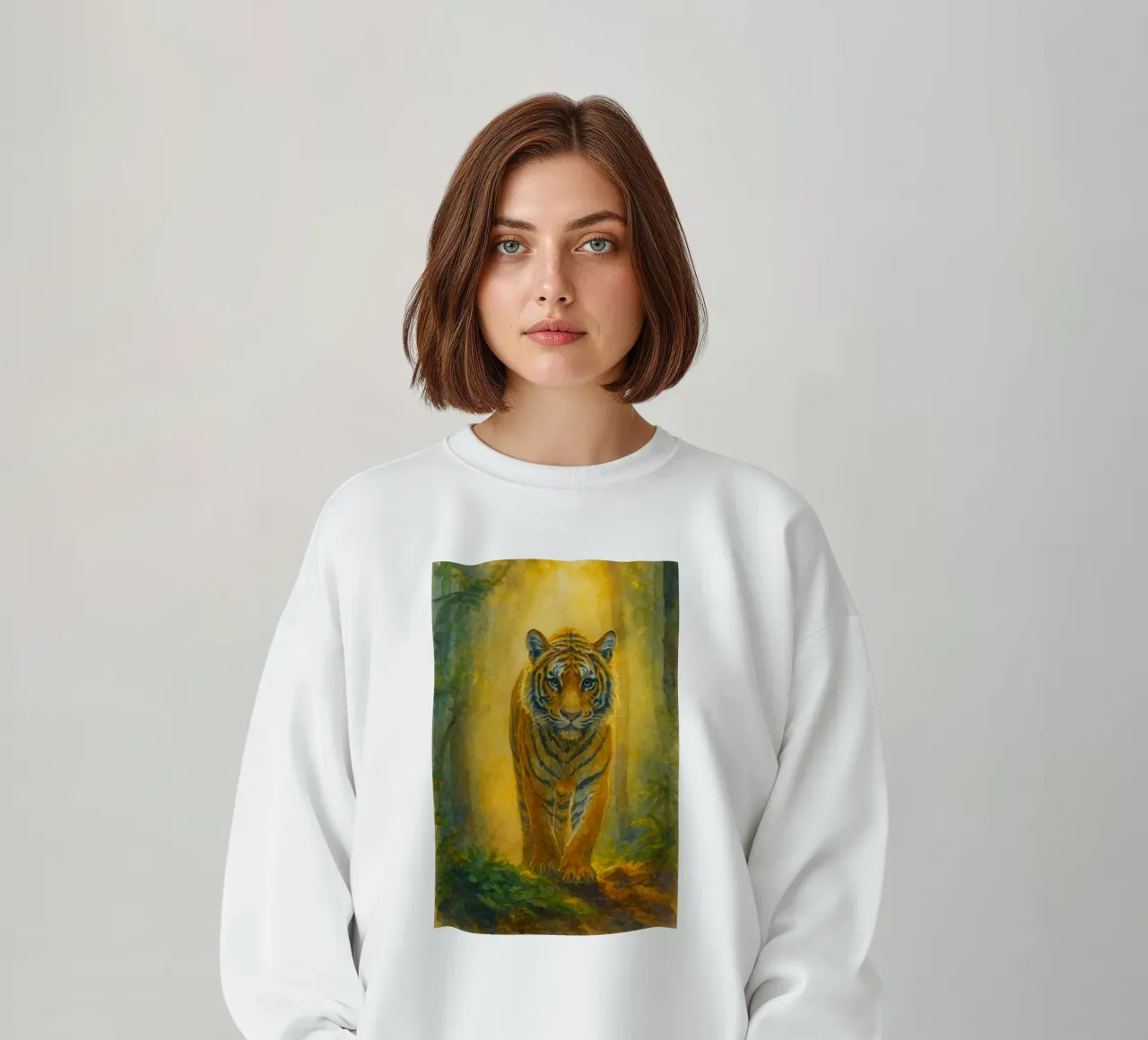 tiger painting drawing art sweatshirt by lauraa