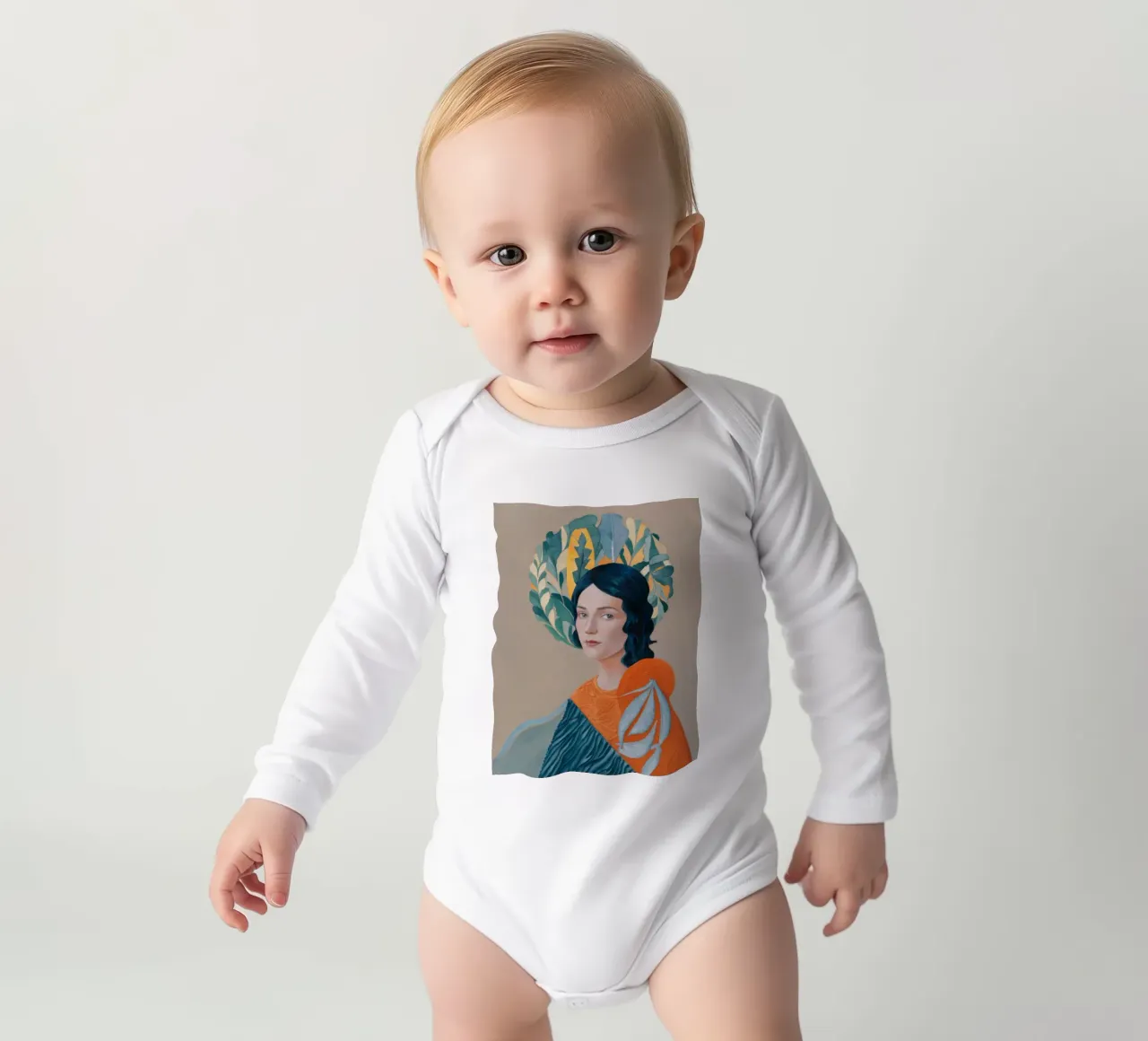 Zitrusfrucht Kopfschmuck Blick Langarm Babybody von Vivid Reverie