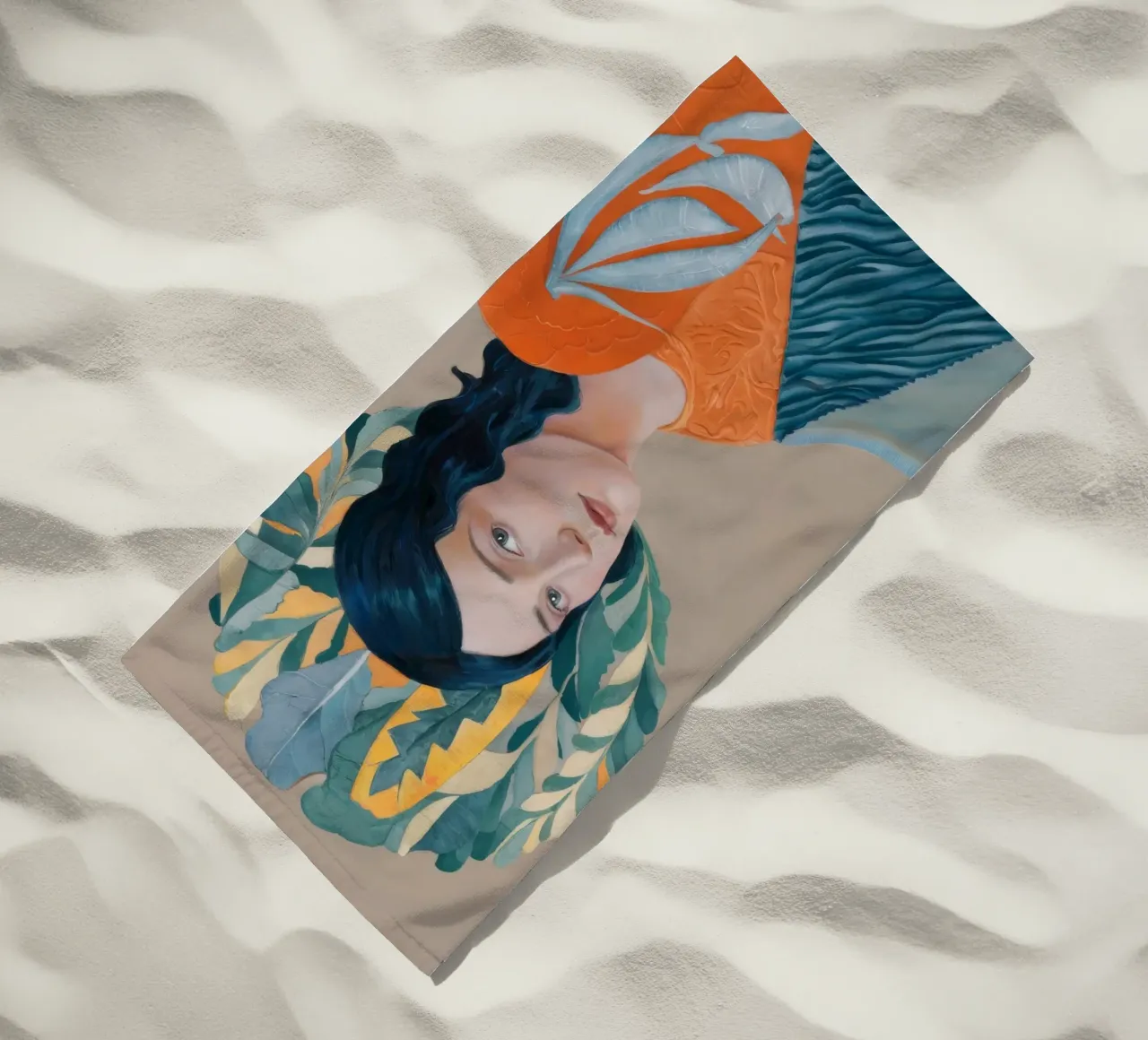 Citrus Headdress Gaze beach towel by Vivid Reverie