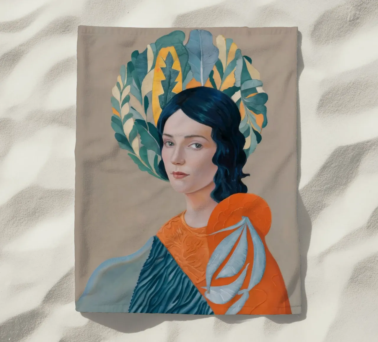 Citrus Headdress Gaze beach towel by Vivid Reverie