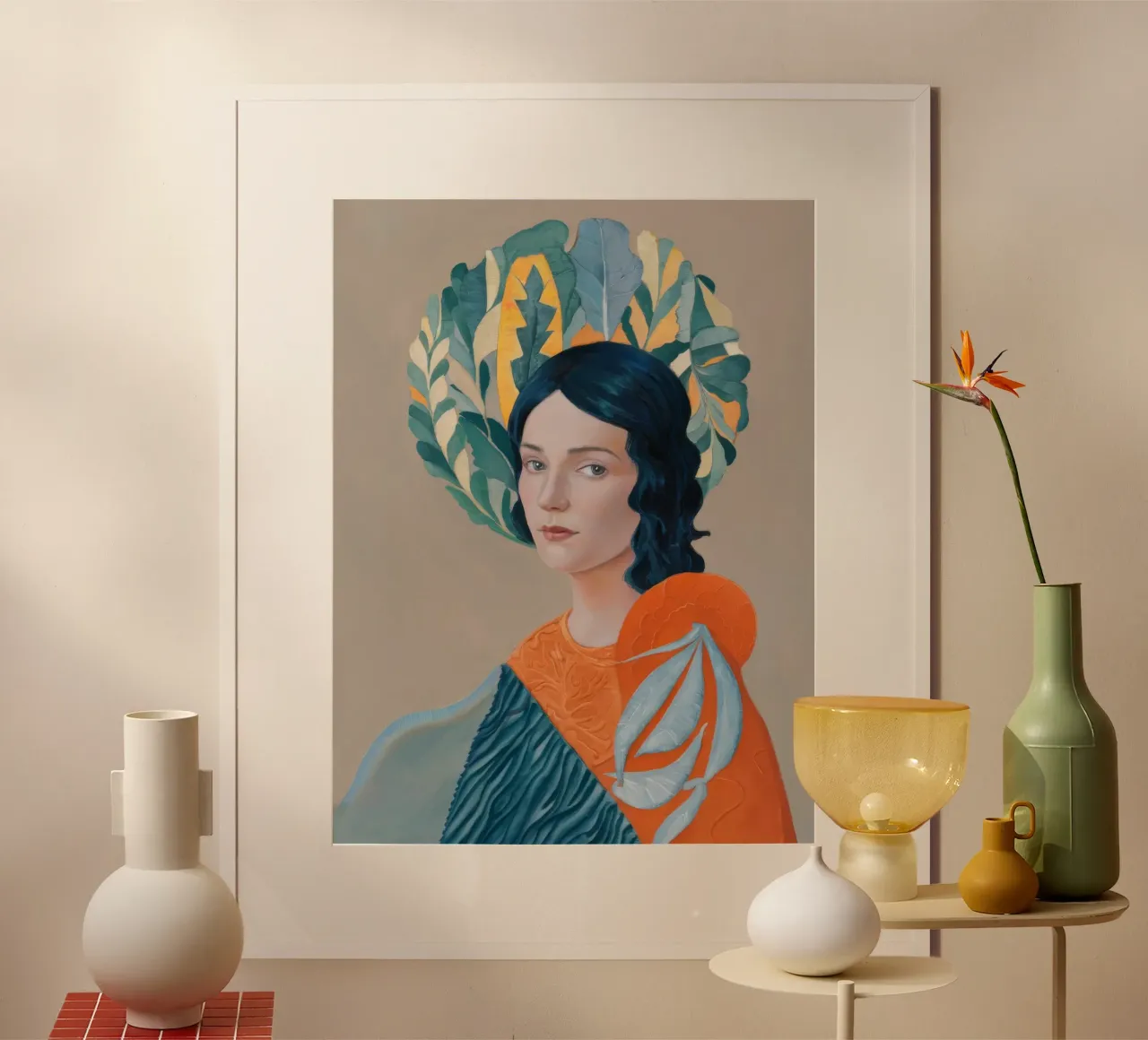 Zitrusfrucht Kopfschmuck Blick Hahnemühle von Vivid Reverie