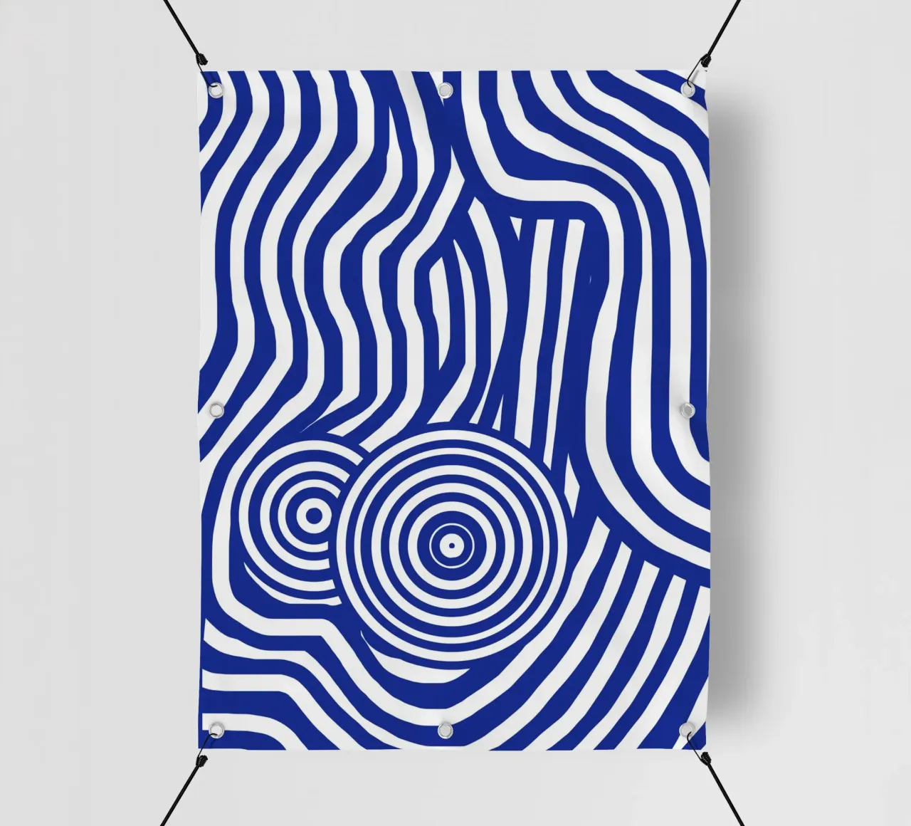 Nudo a righe line art in blu telo in pvc da Little Dean