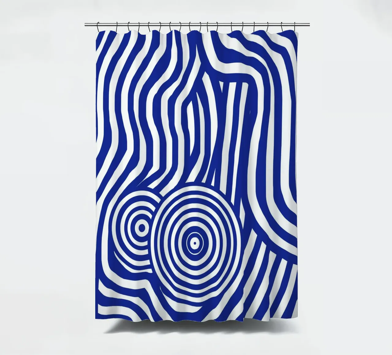 Nudo a righe line art in blu tenda da doccia da Little Dean