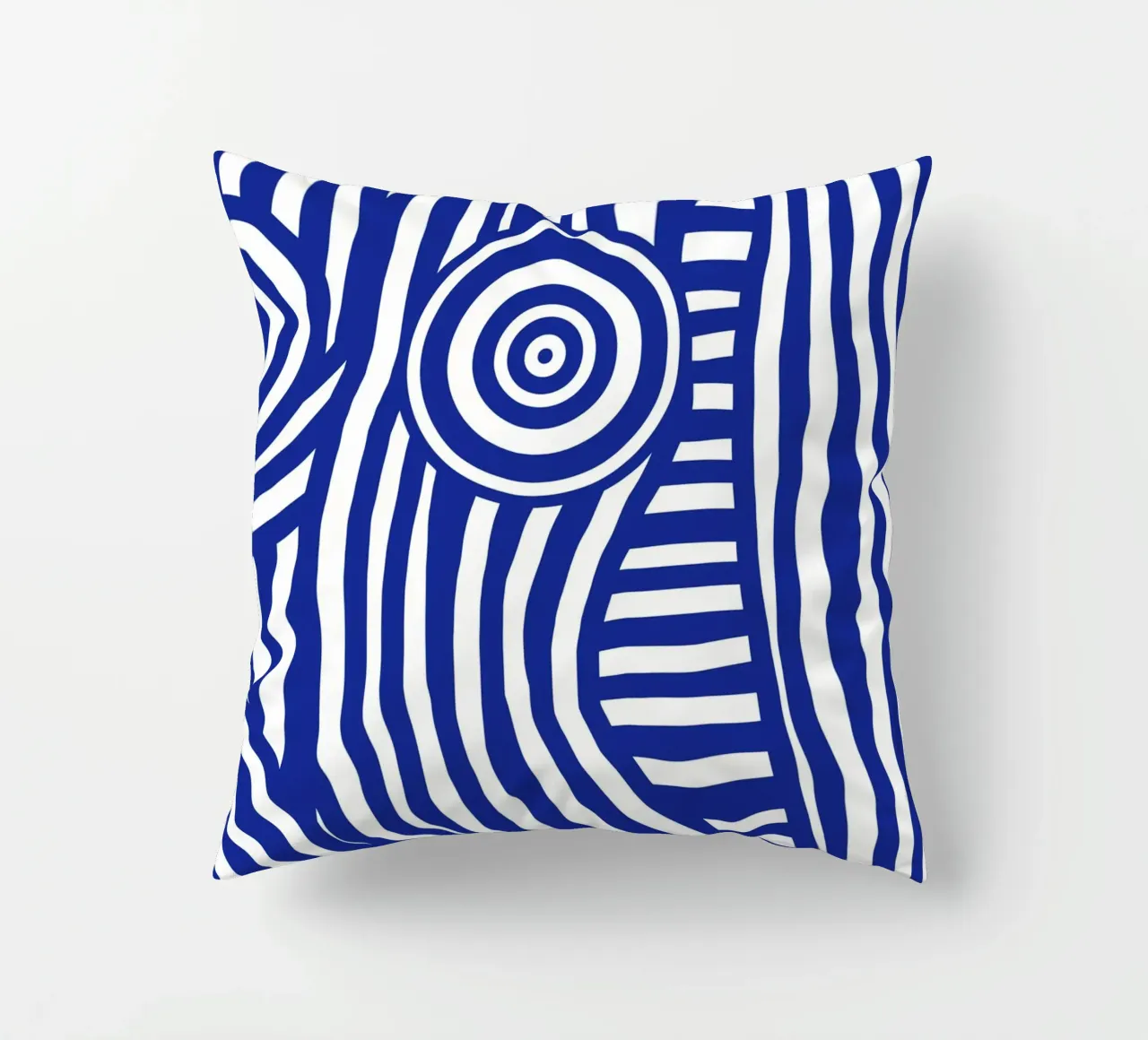 Line art nudo a righe blu in blu 02 cuscino da Little Dean