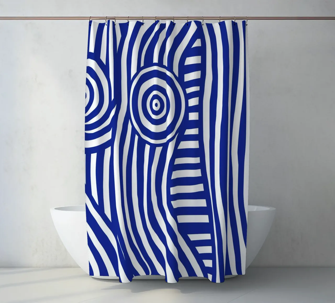 Line art nudo a righe blu in blu 02 tenda da doccia da Little Dean