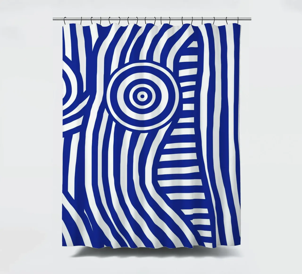 Line art nudo a righe blu in blu 02 tenda da doccia da Little Dean