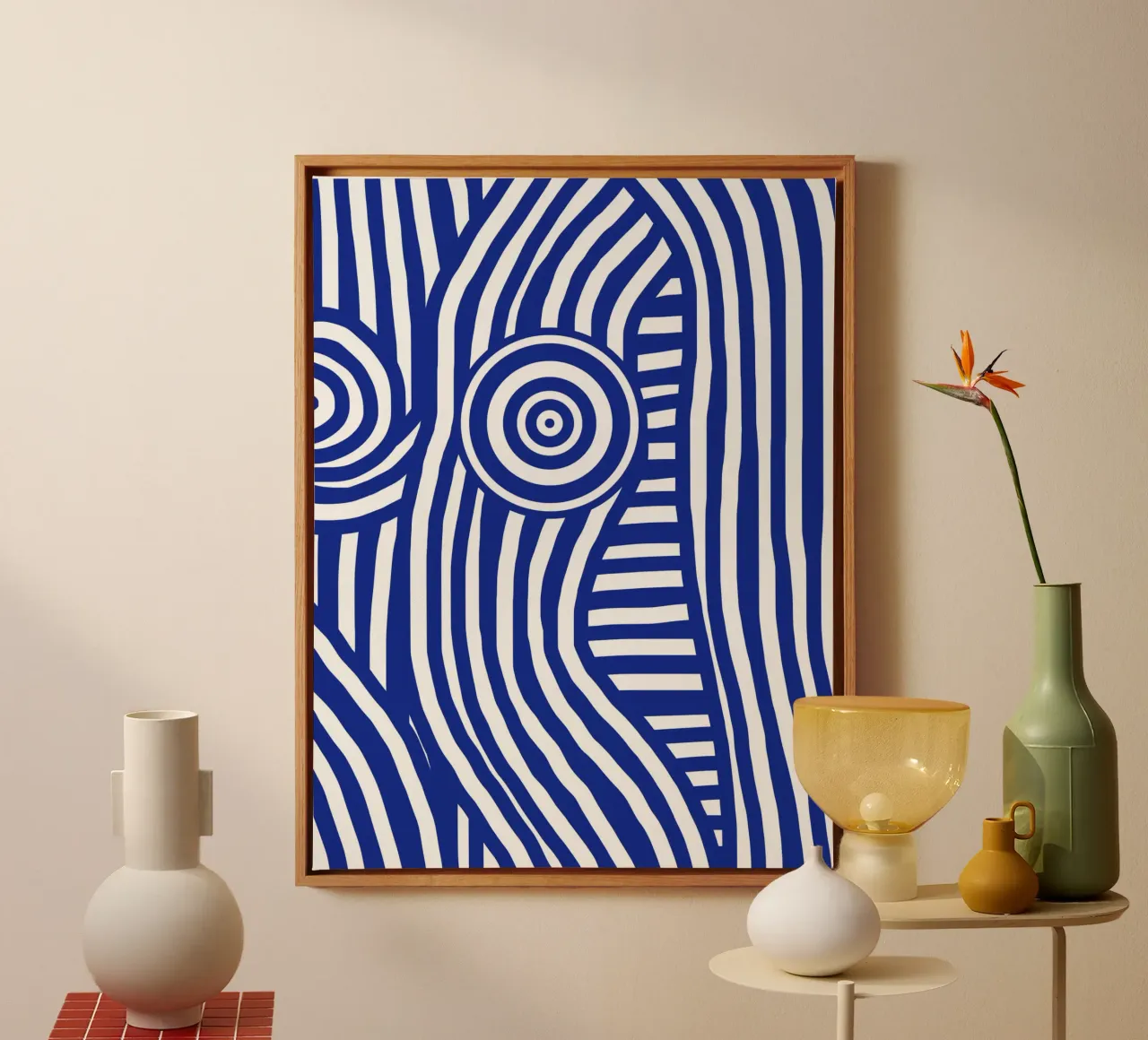 Line art nudo a righe blu in blu 02 tela con Cornice a cassetta da Little Dean