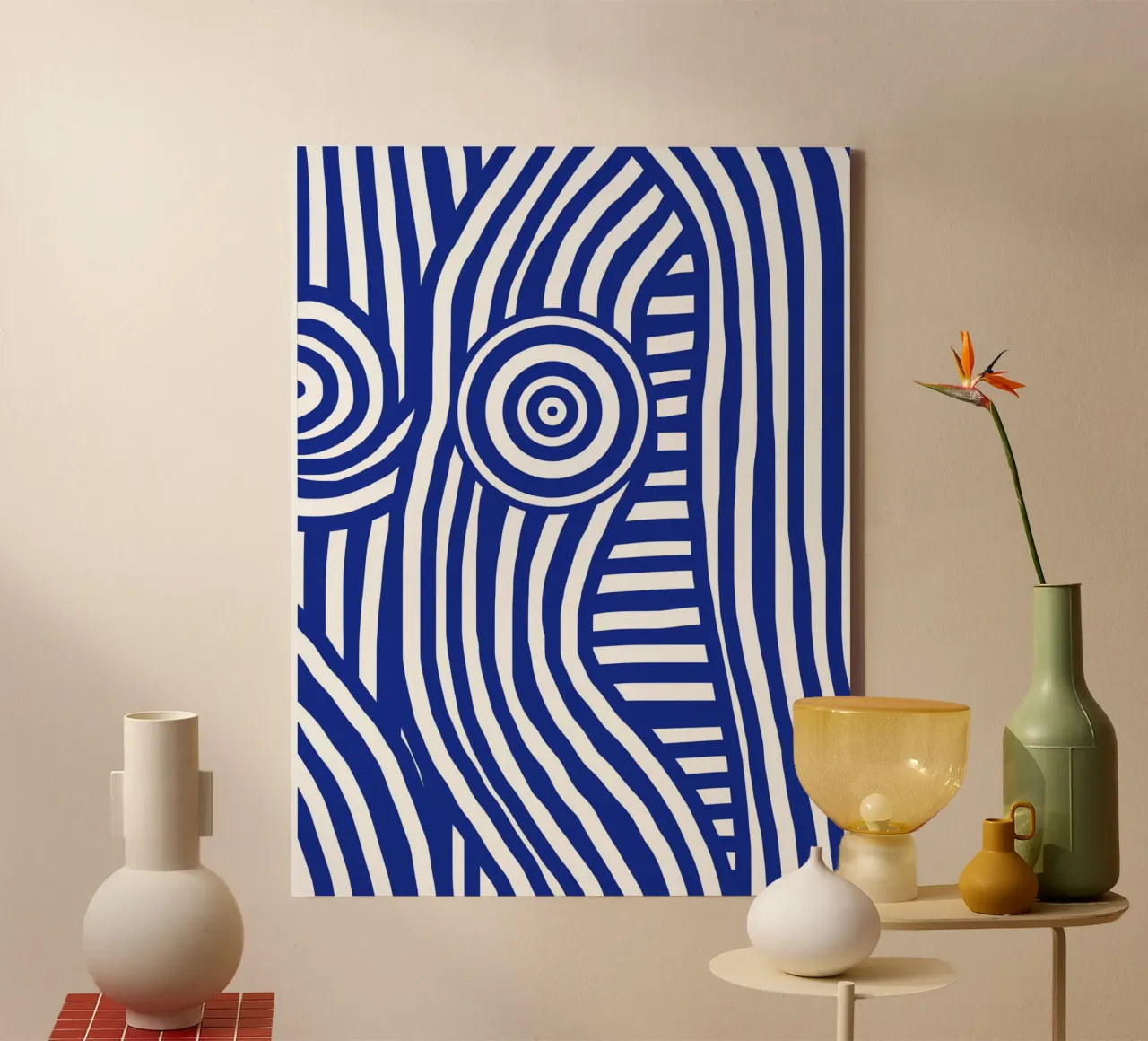 Line art nudo a righe blu in blu 02 tela con Cornice a cassetta da Little Dean