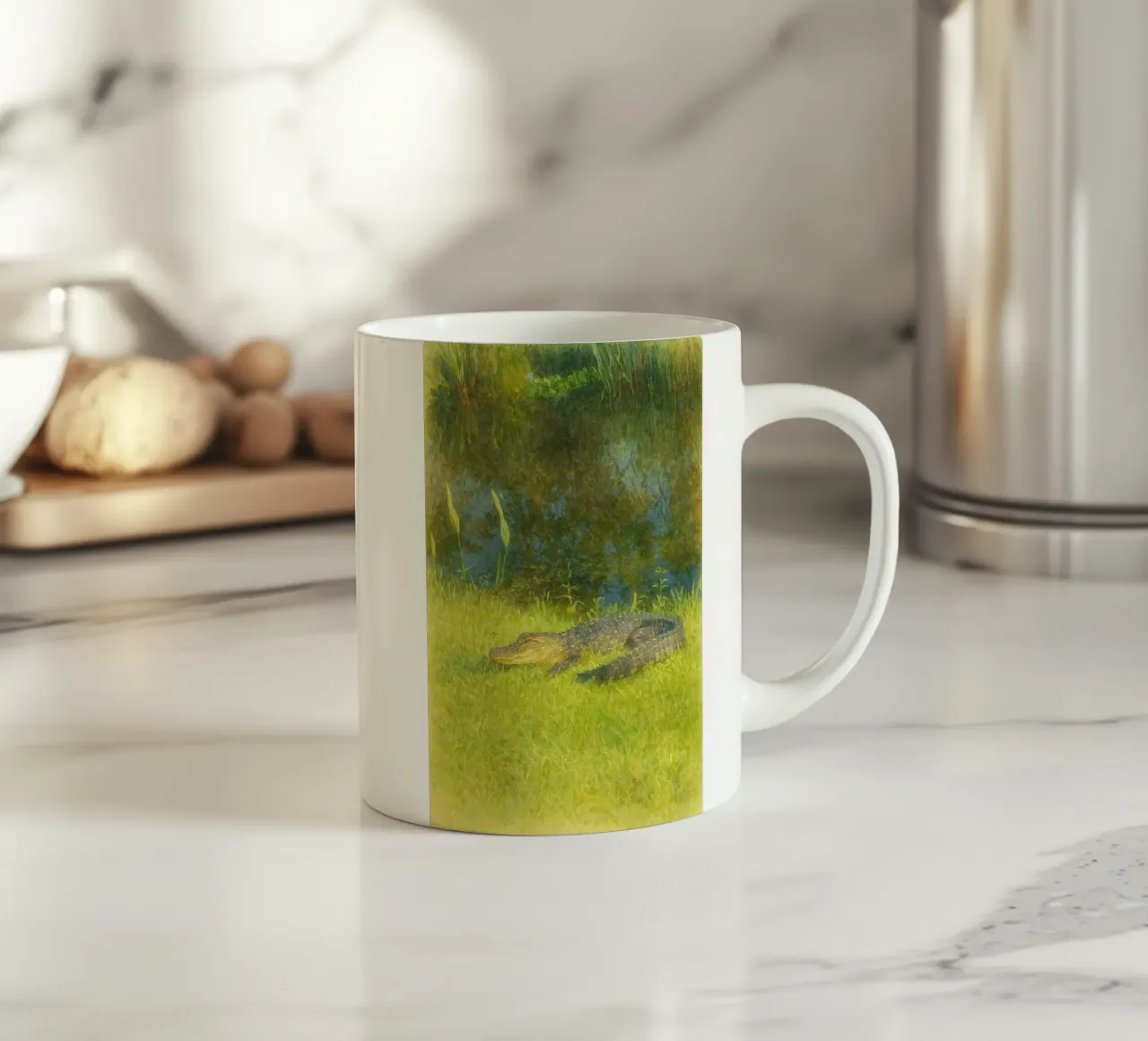 crocodile painting drawing ceramic mug by lauraa