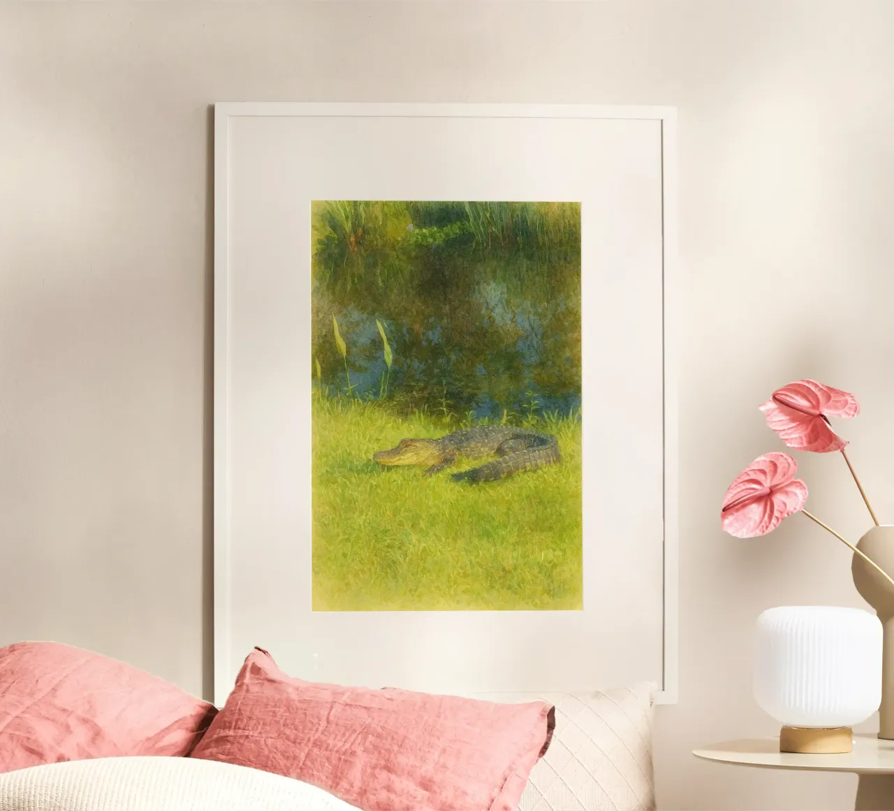 coccodrillo pittura disegno poster con telaio in plastica da lauraa