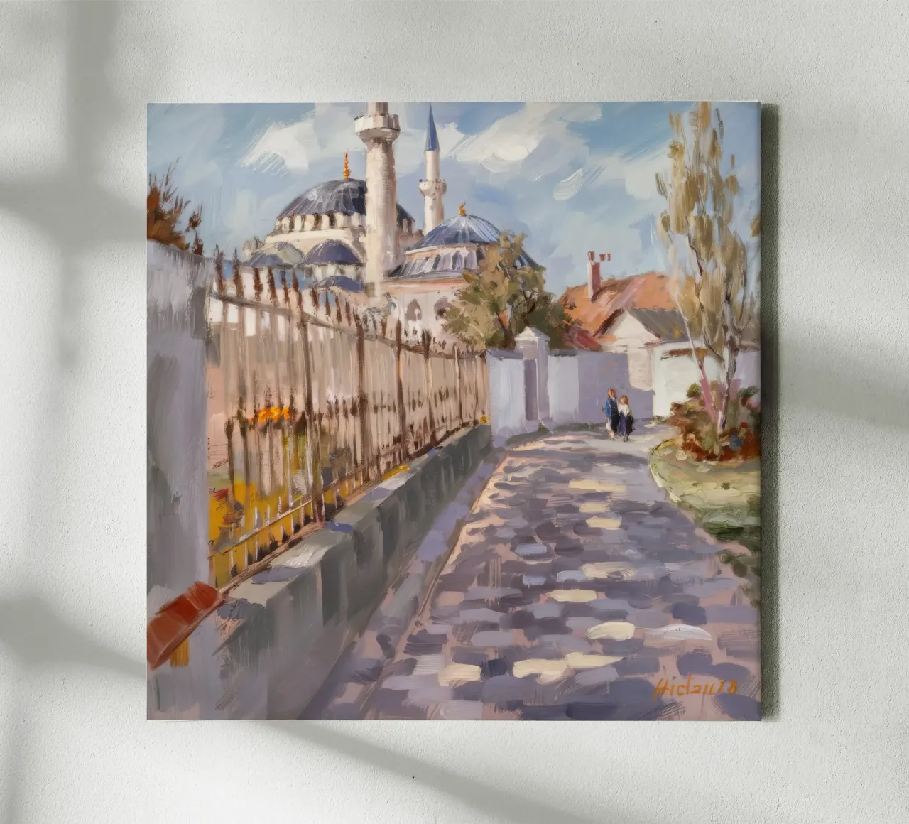 Cobblestone Alley Charme canvas met Baklijst van Lush Essence
