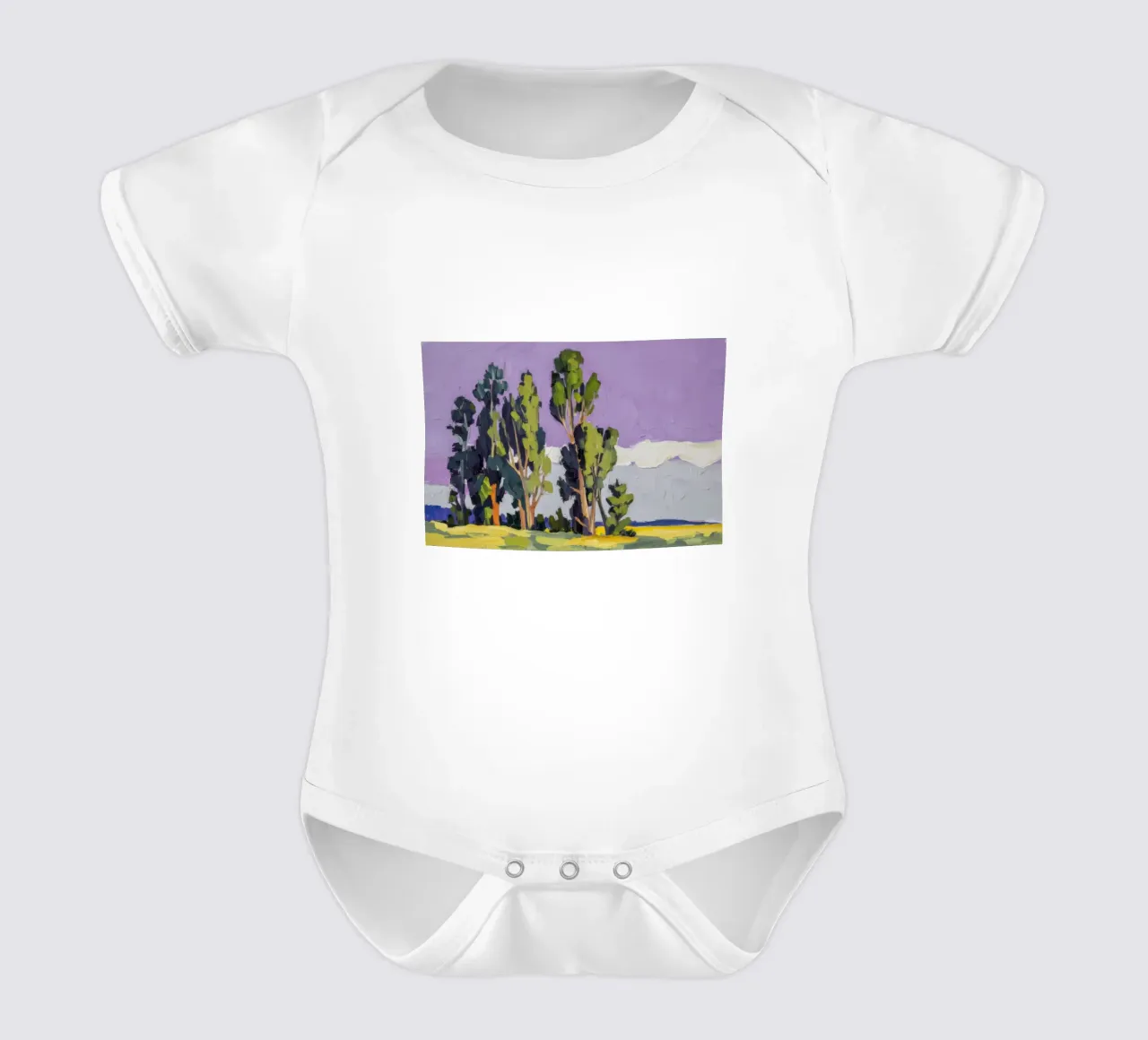 Pioppi Maestà Viola body neonato maniche corte da Radiance Landscape