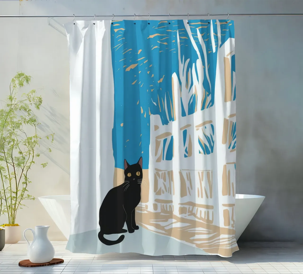 Winter Watch Silhouette shower curtain by Lumie Layers
