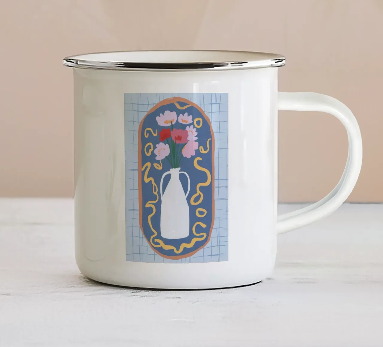 Ritratto di brocca ad arco tazza in smalto da Moonlite Desire