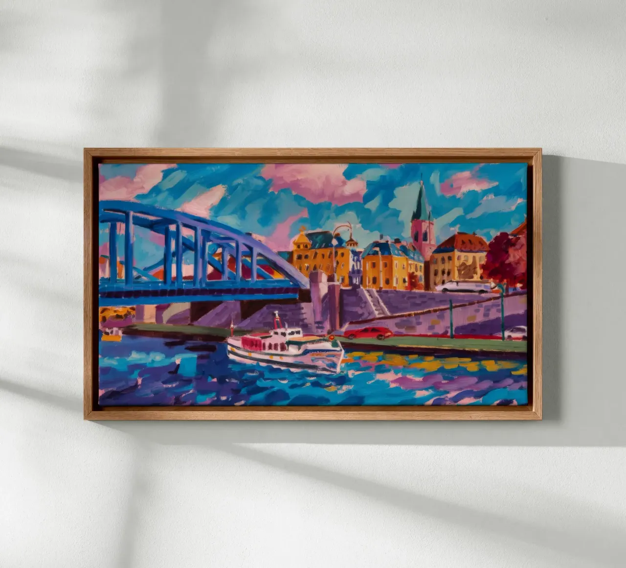 Azure Brug Panorama canvas met Baklijst van Lush Essence