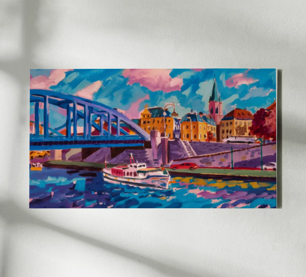 Azure Brug Panorama canvas met Baklijst van Lush Essence