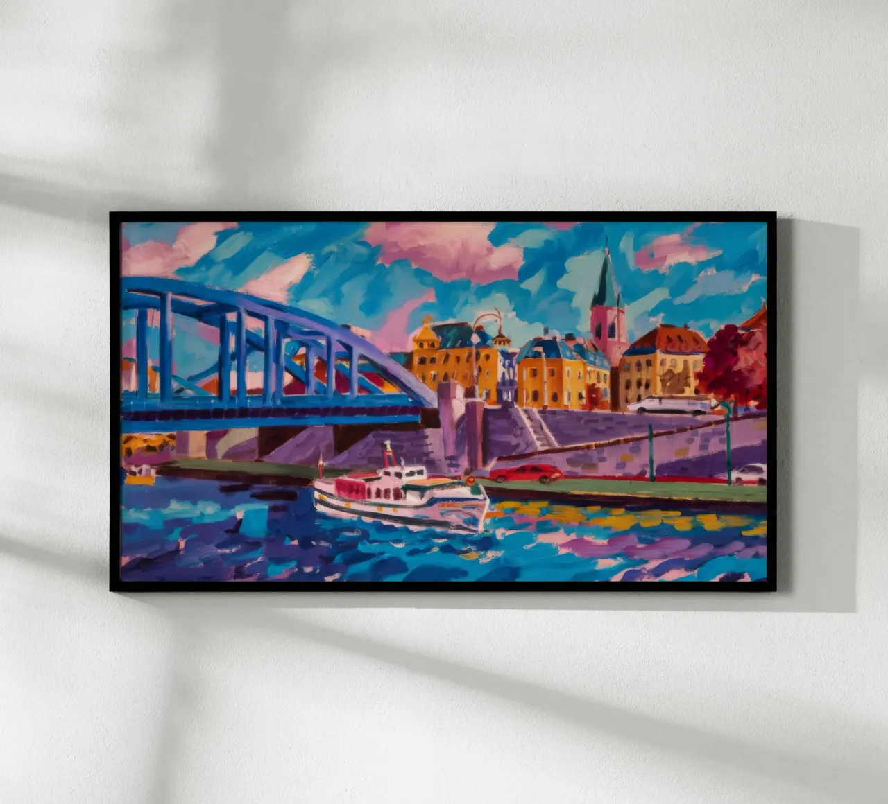 Panorama del Ponte Azzurro poster con telaio in alluminio da Lush Essence