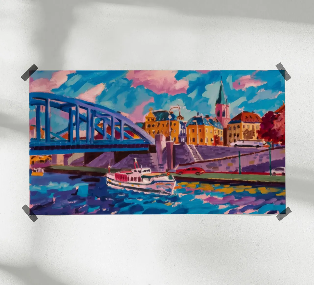 Panorama del Ponte Azzurro poster con telaio in alluminio da Lush Essence