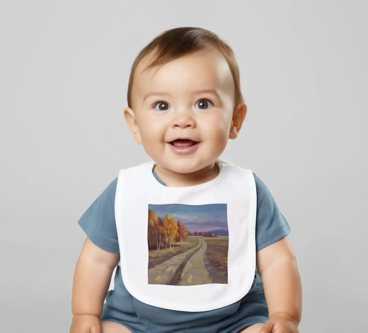 Road's Autumnal Whisper baby bib by Radiance Landscape