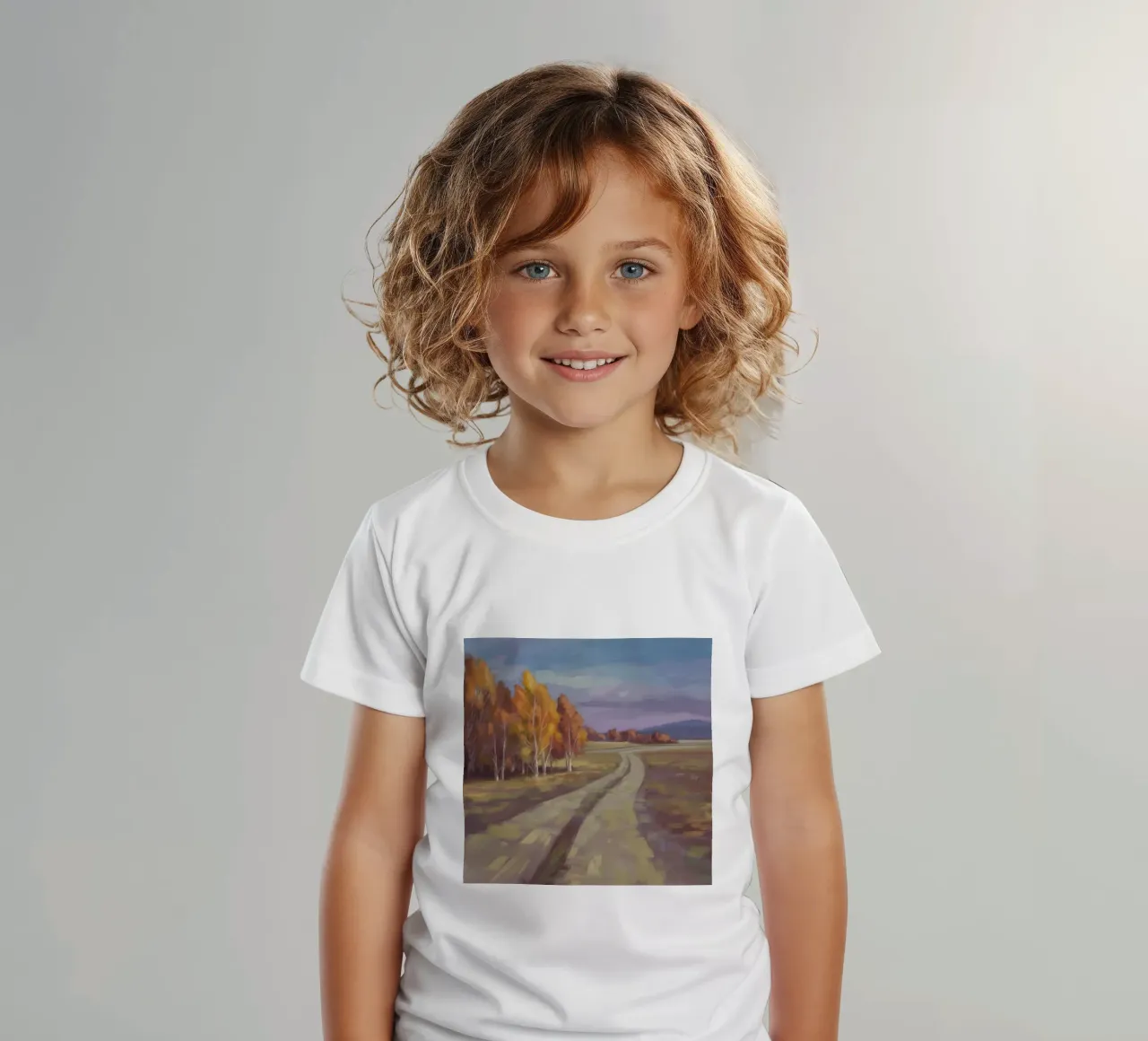 Road's Autumnal Whisper kids t-shirt by Radiance Landscape