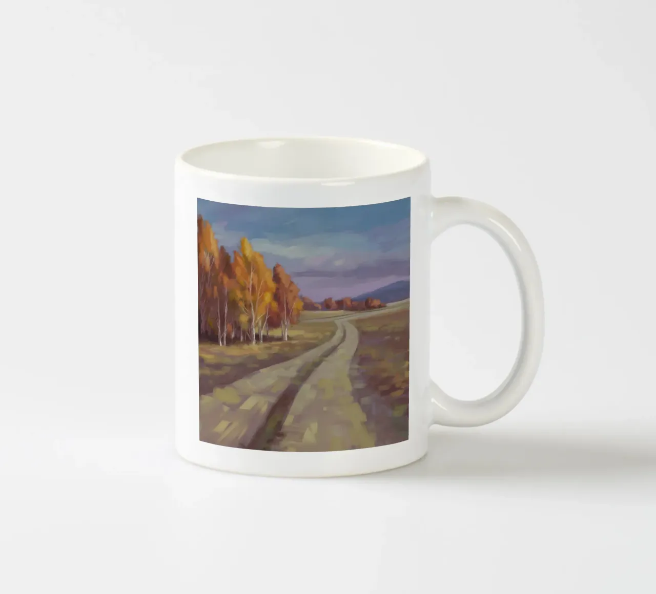 Road's Autumnal Whisper ceramic mug by Radiance Landscape