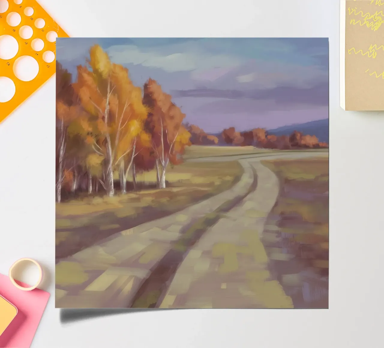 Herbstliches Flüstern der Straße Stickerbogen von Radiance Landscape