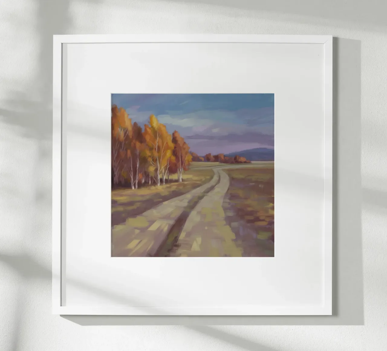 Le murmure automnal de la route poster avec cadre en plastique de Radiance Landscape