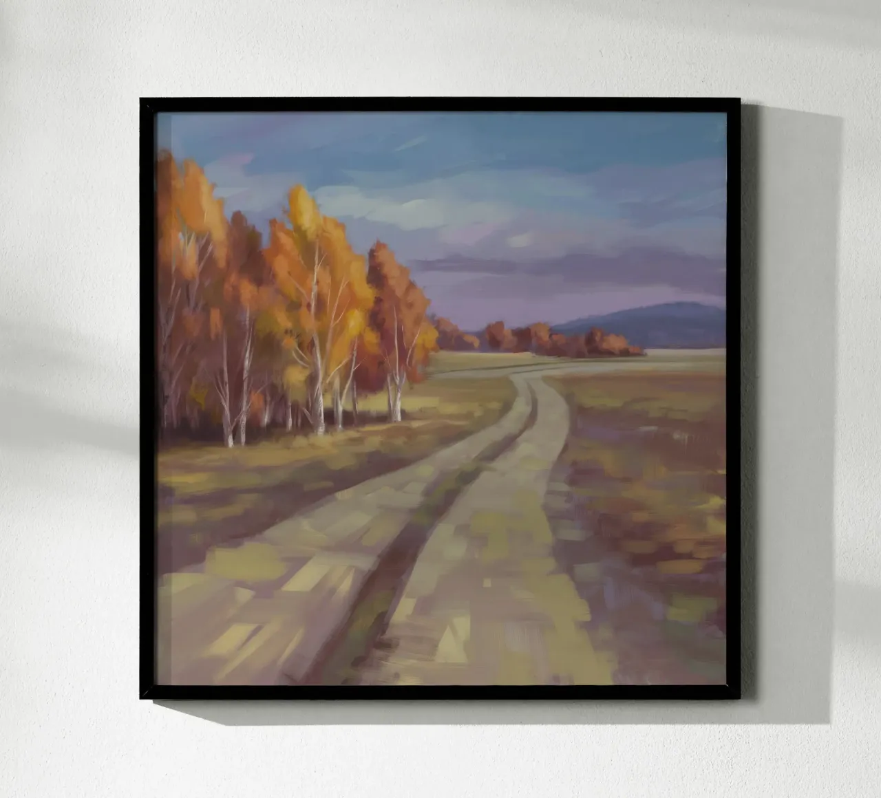 Le murmure automnal de la route poster avec cadre en plastique de Radiance Landscape
