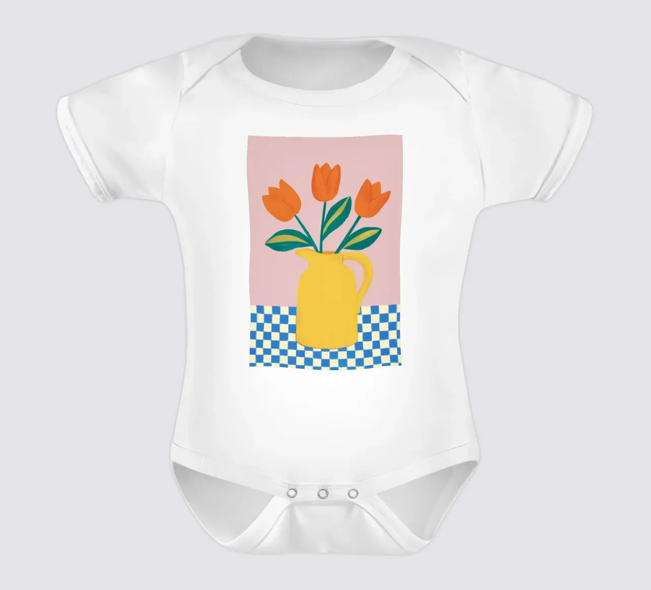 Geruite tulp glans babyrompertje korte mouwen van Moonlite Desire