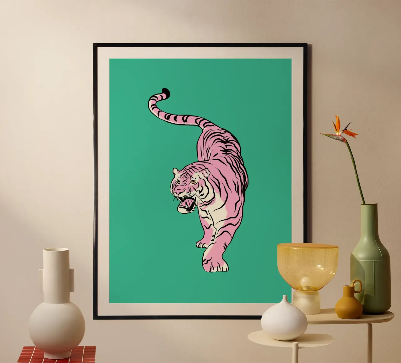 Ritratto di tigre 02 poster con telaio in plastica da Little Dean