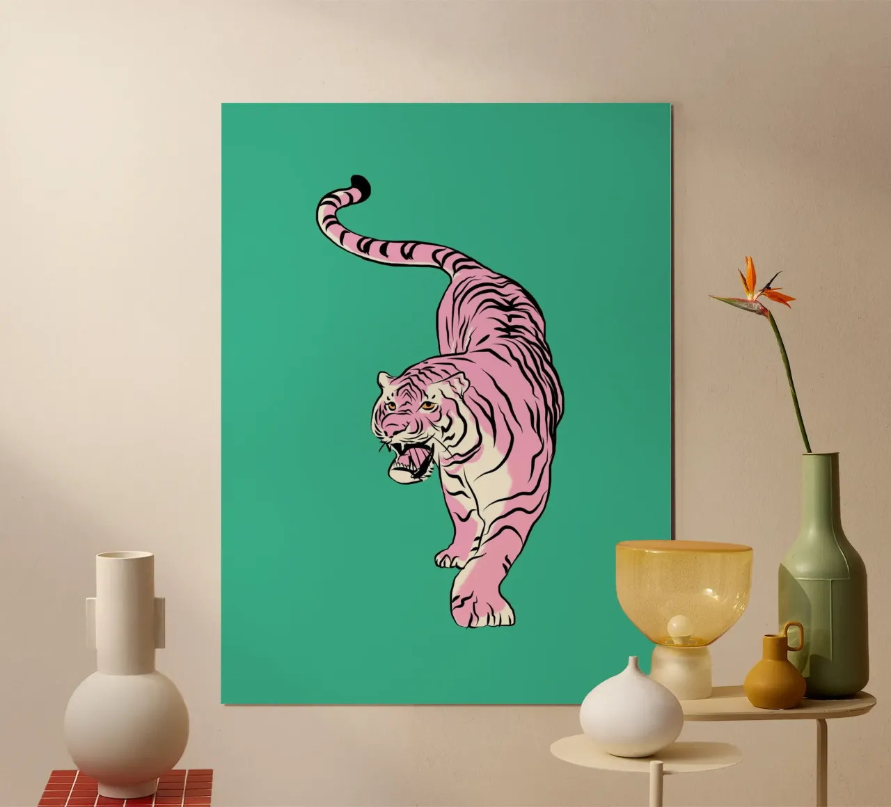 Ritratto di tigre 02 poster con telaio in plastica da Little Dean