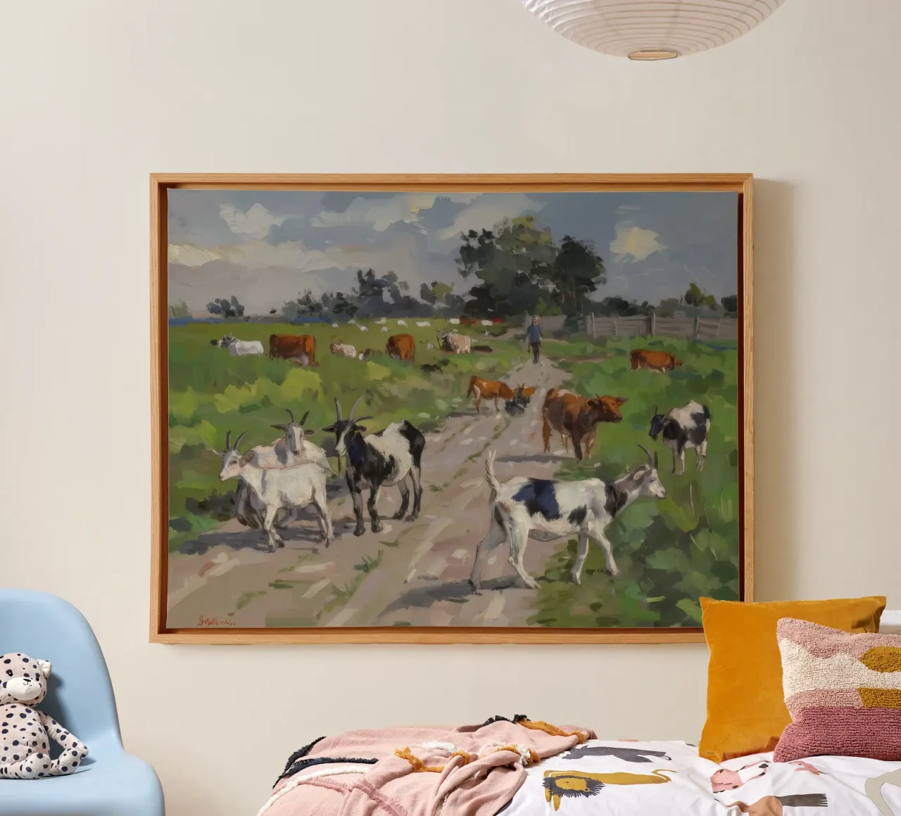 Zacht grazen in de wei canvas met Baklijst van Radiance Landscape