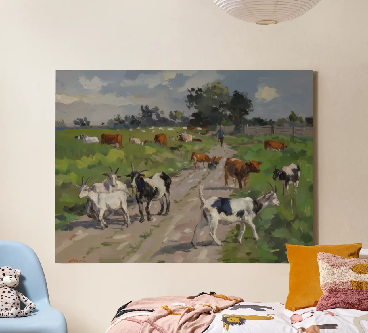Zacht grazen in de wei canvas met Baklijst van Radiance Landscape