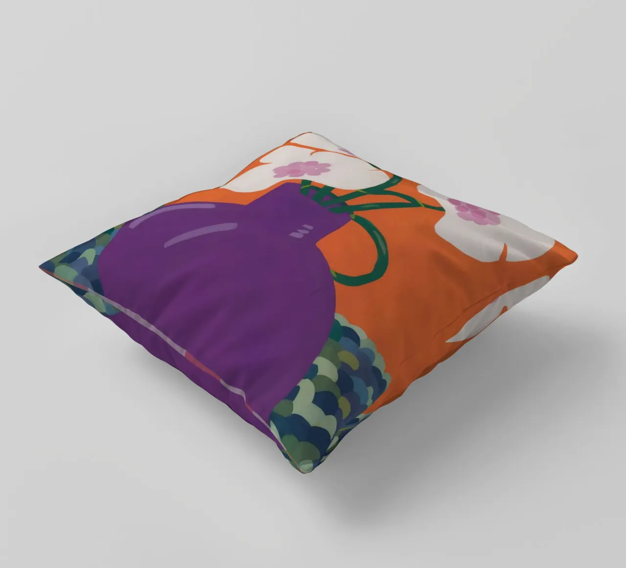 Présence d'un vase violet coussin de Moonlite Desire