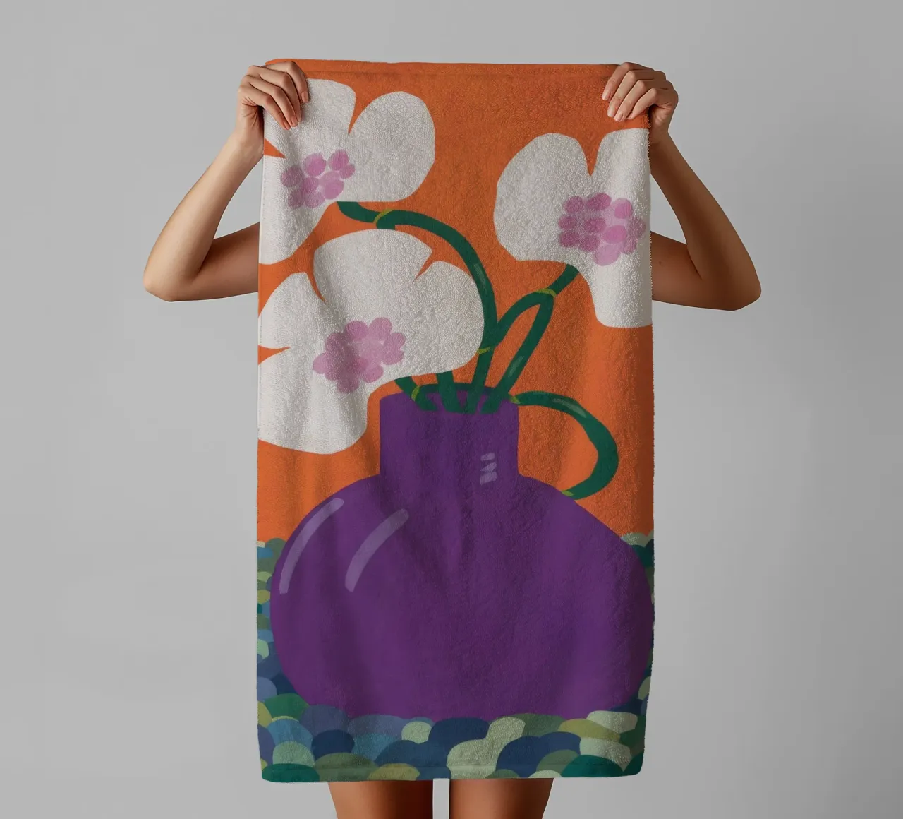Présence d'un vase violet serviette de bain de Moonlite Desire