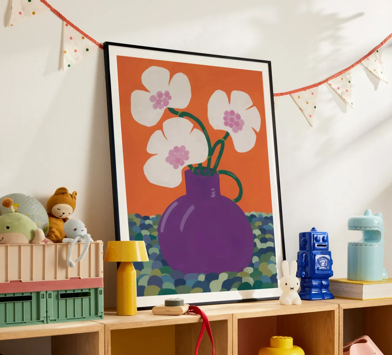Vaso viola Presenza poster con telaio in plastica da Moonlite Desire
