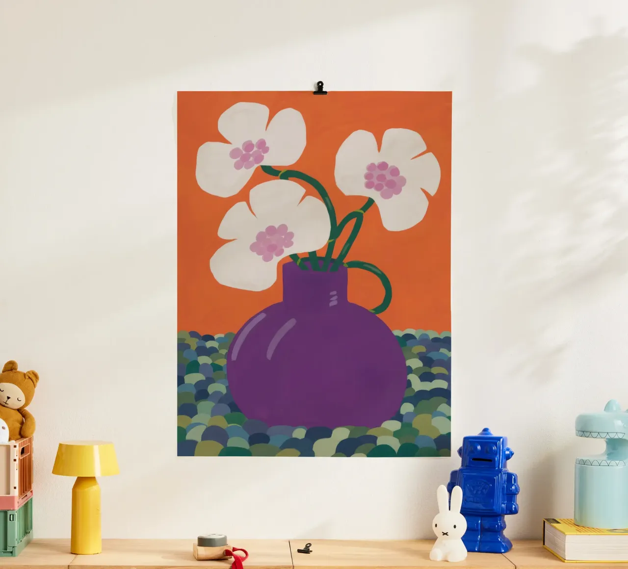 Vaso viola Presenza poster con telaio in plastica da Moonlite Desire
