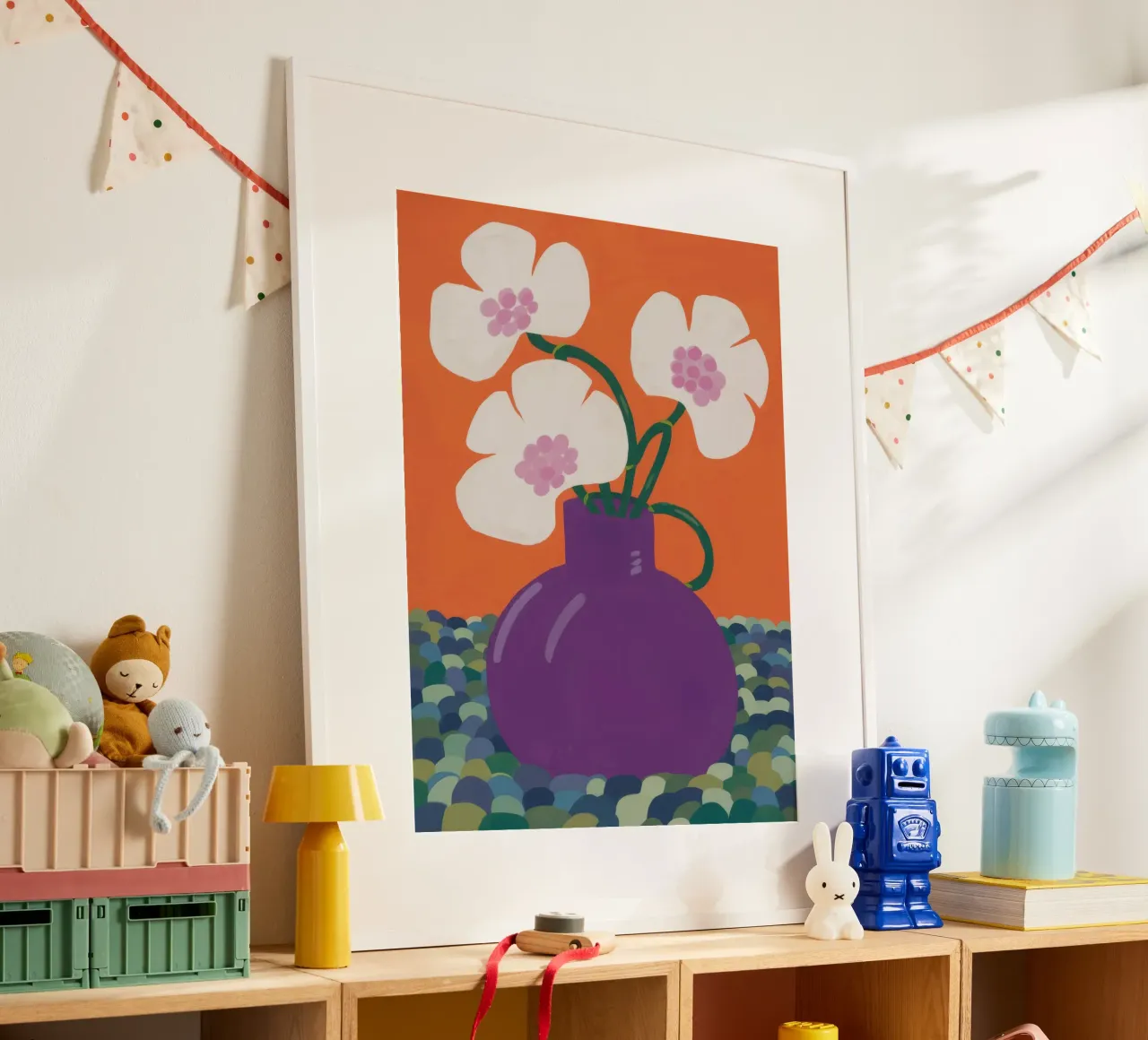 Vaso viola Presenza poster con telaio in plastica da Moonlite Desire