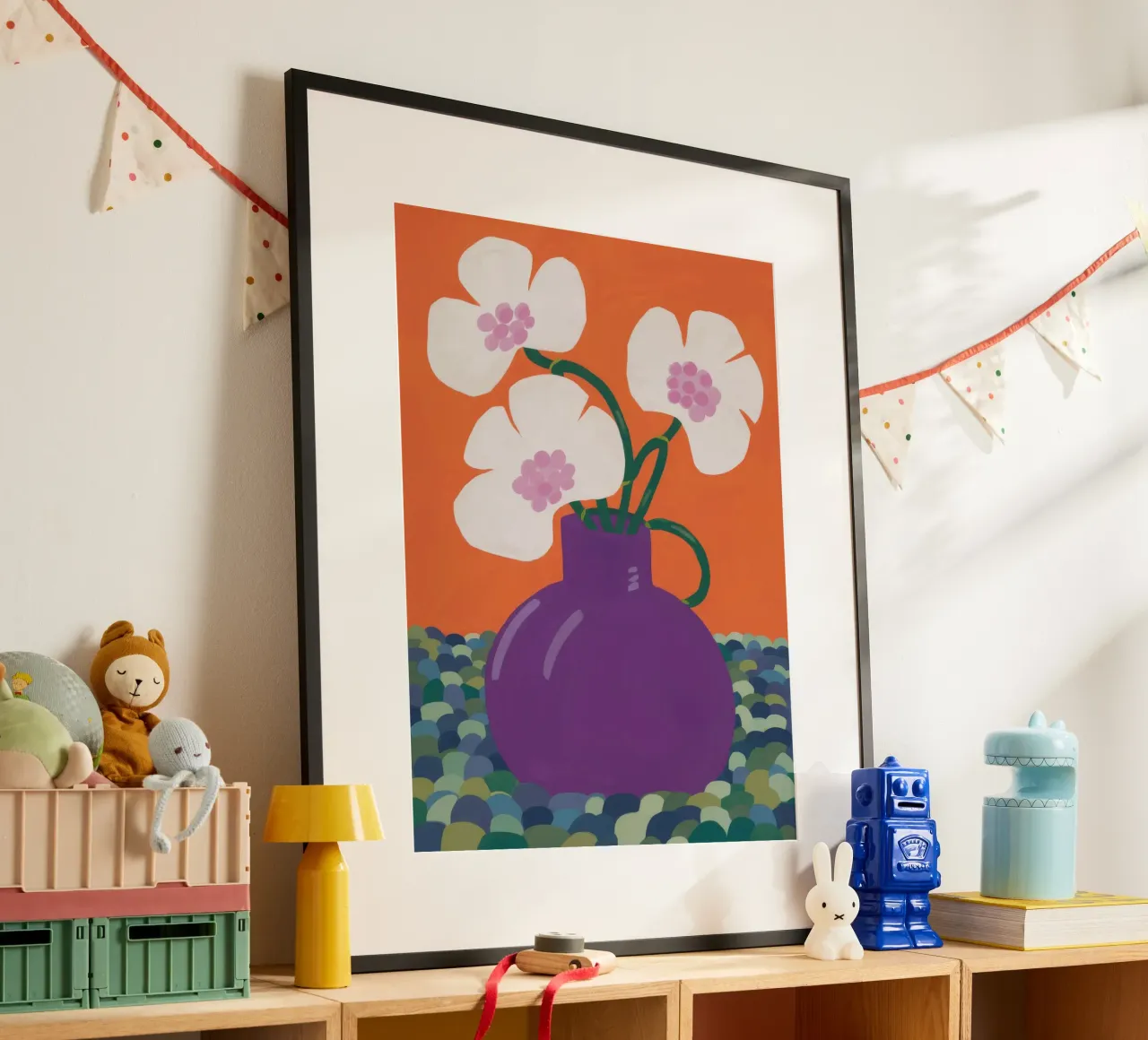 Vaso viola Presenza poster con telaio in plastica da Moonlite Desire