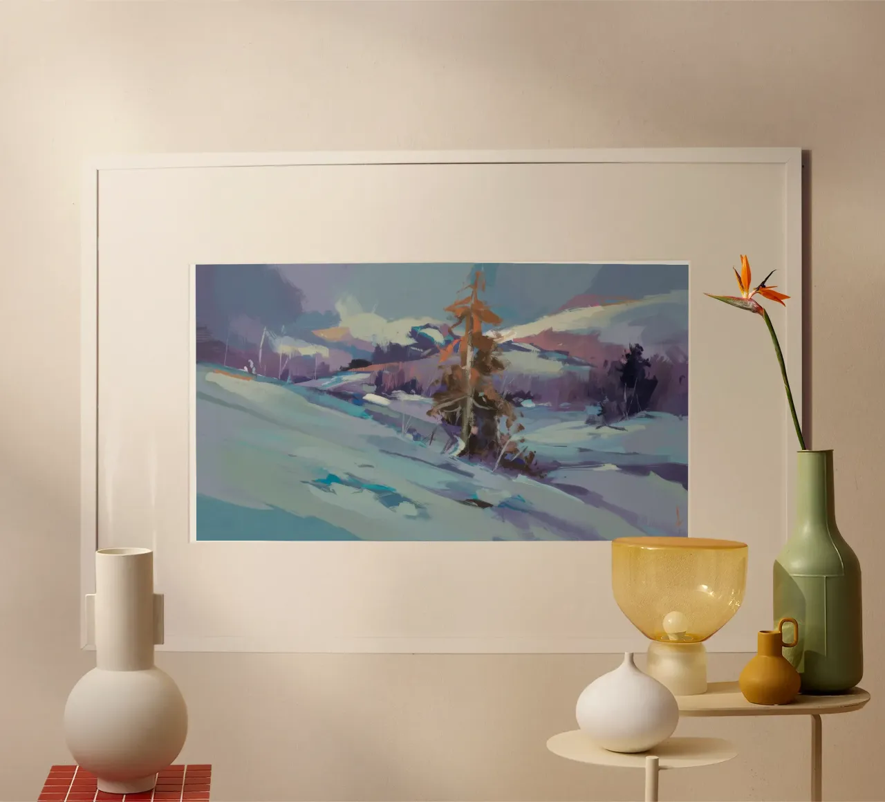 La distesa silenziosa dell'inverno poster con telaio in legno da Lush Essence