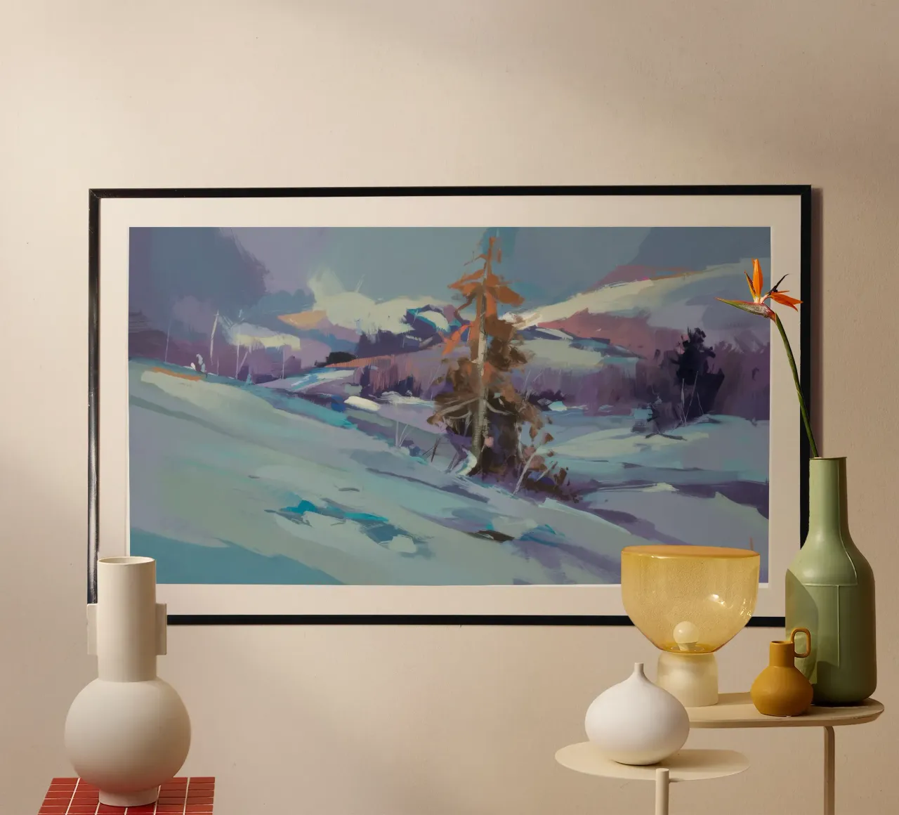 La distesa silenziosa dell'inverno poster con telaio in legno da Lush Essence