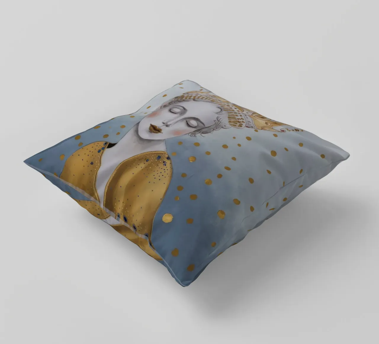 Golden Orb Slumber decorative cushion by Vivid Reverie