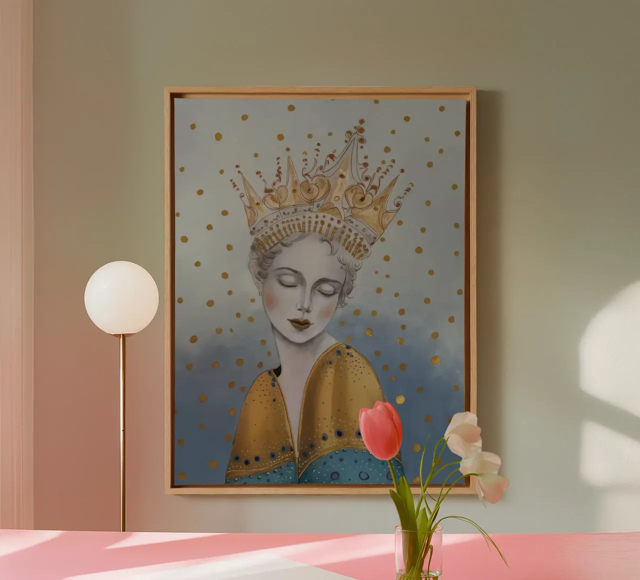 Gouden Orb Sluimer canvas met Baklijst van Vivid Reverie