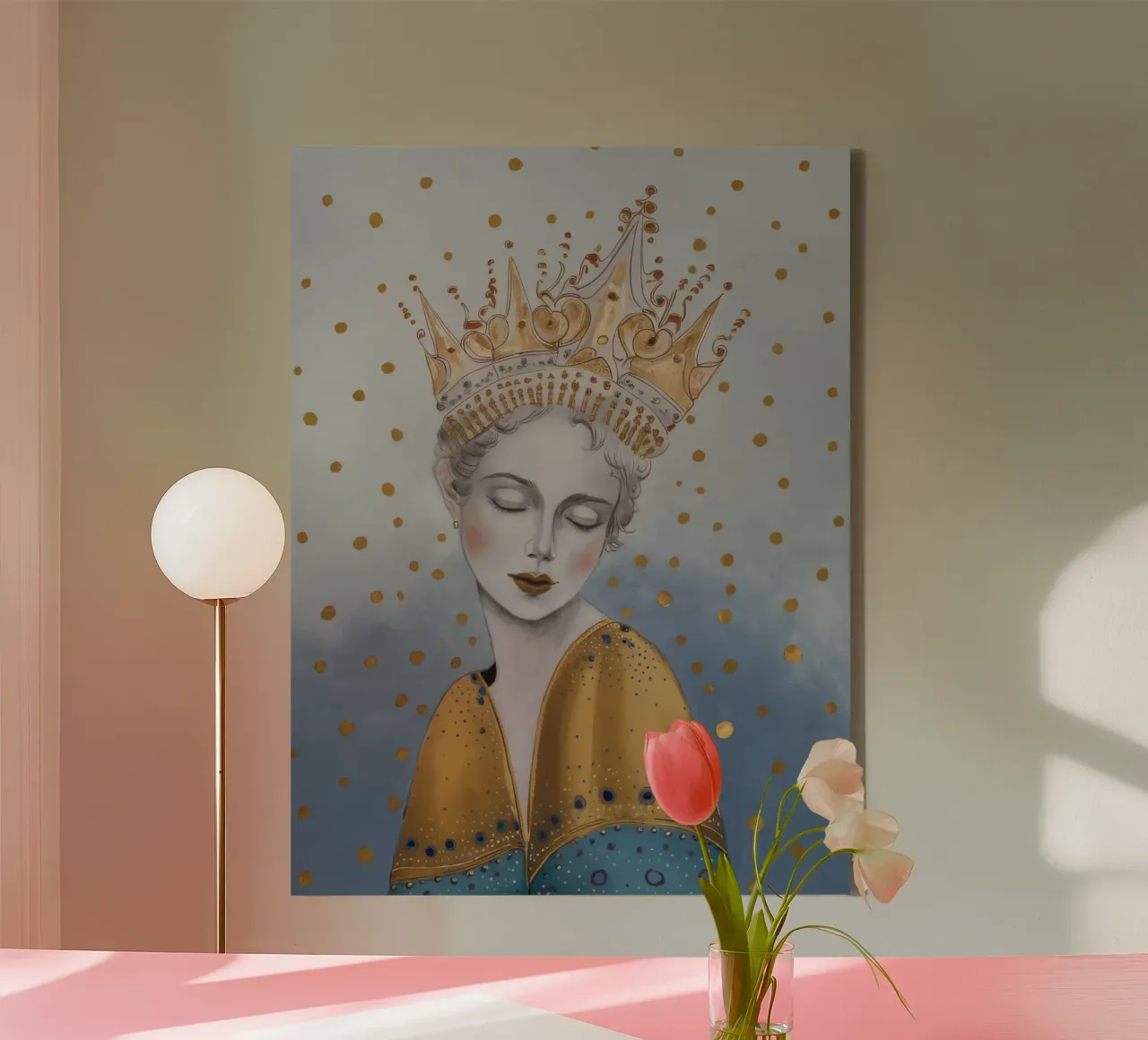 Gouden Orb Sluimer canvas met Baklijst van Vivid Reverie