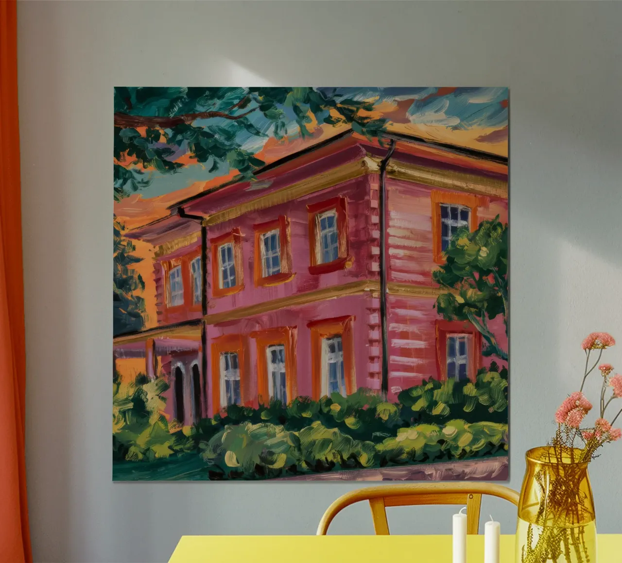 Ritratto della casa Vermillion poster con telaio in plastica da Lush Essence