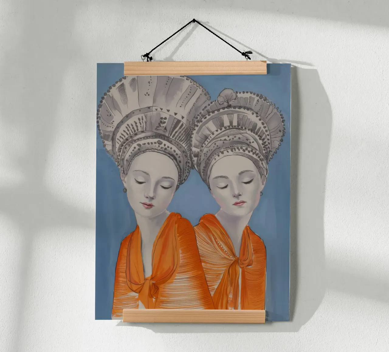 Geformter Kopfschmuck Duo Poster mit Aluminium Rahmen von Vivid Reverie