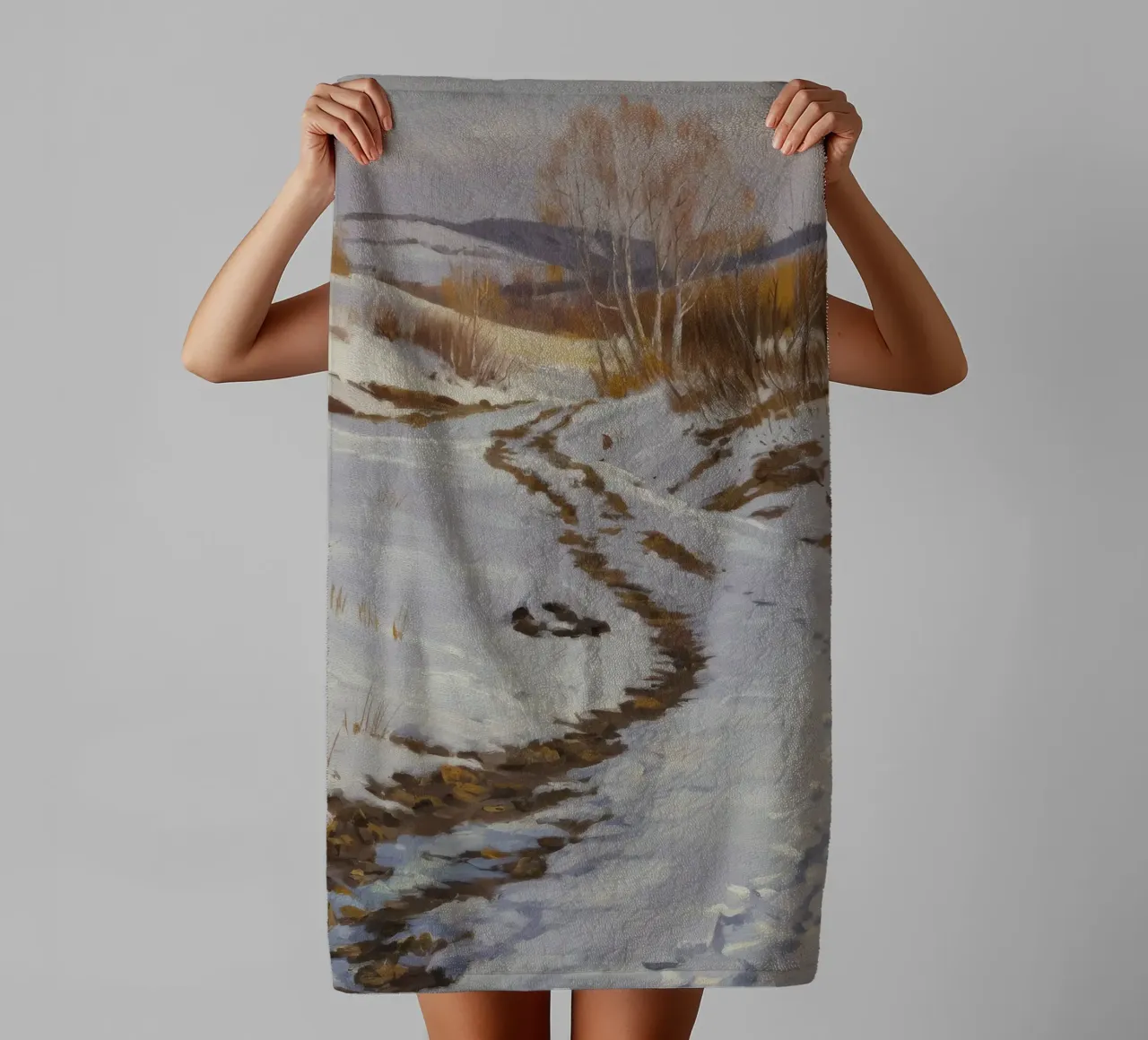 Winter's Winding Path towel by Radiance Landscape